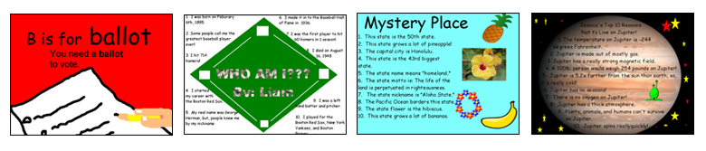 samples of creative projects at level 1 of Webb&rsquo;s Depth of Knowledge